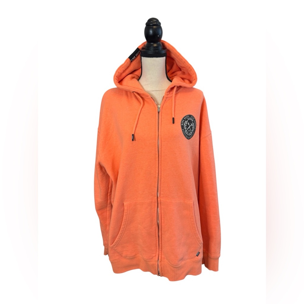 DIXXON Flannel Co. Orange Zip Up Hoodie Hammer Back Logo/Sleeves Men XL